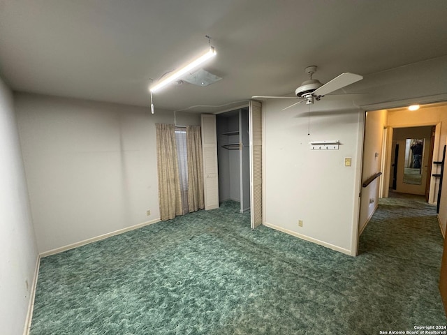 interior space featuring ceiling fan