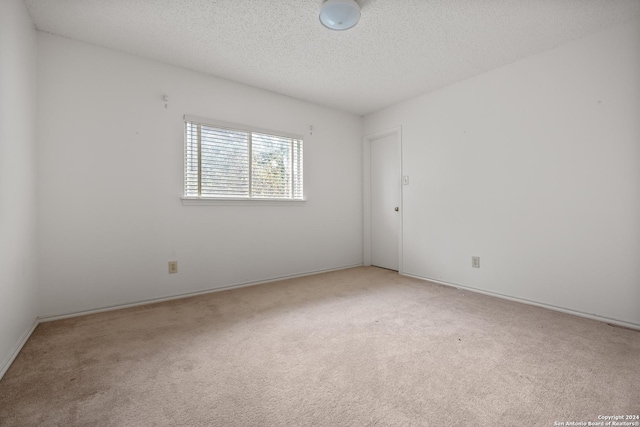 empty room with carpet and a textured ceiling