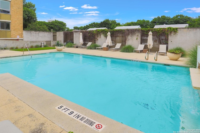 view of pool featuring a patio area