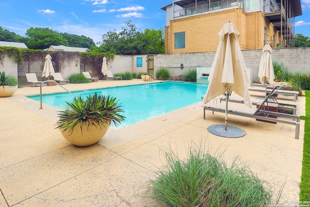 view of pool featuring a patio area