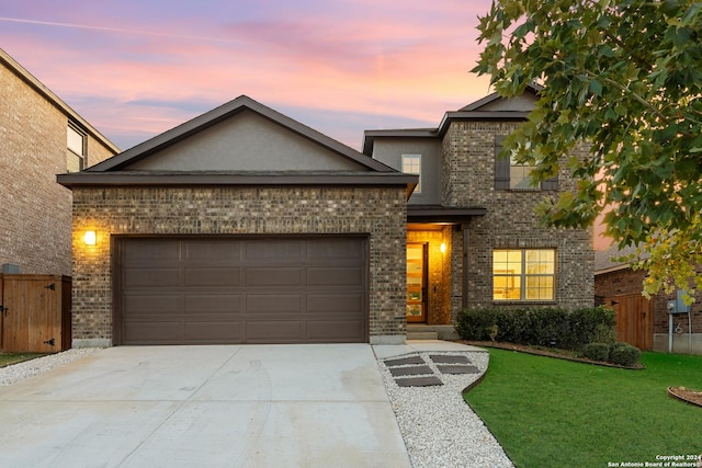 view of front of house with a garage