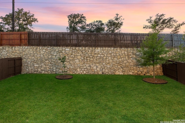 view of yard at dusk