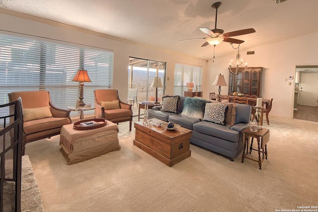 living room with light carpet and plenty of natural light