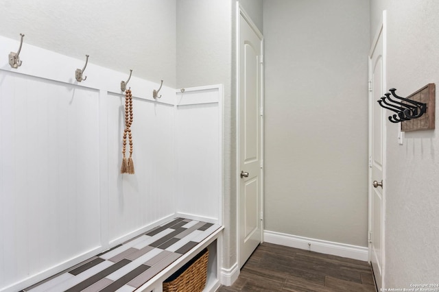 mudroom featuring dark hardwood / wood-style floors