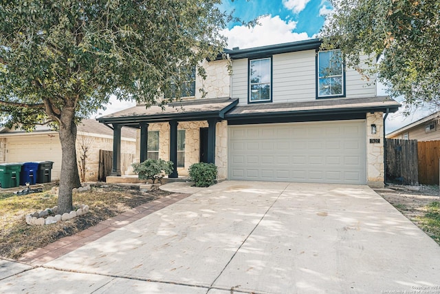 front facade with a garage