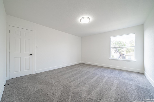 spare room featuring a textured ceiling and carpet floors