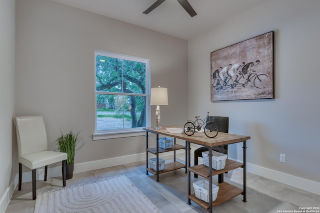 office featuring ceiling fan