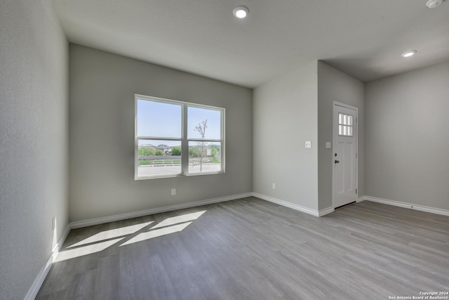 foyer entrance featuring light wood-type flooring and a wealth of natural light