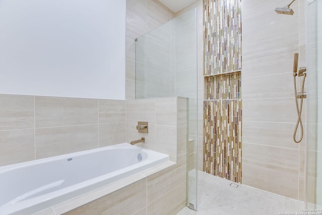 bathroom with plus walk in shower