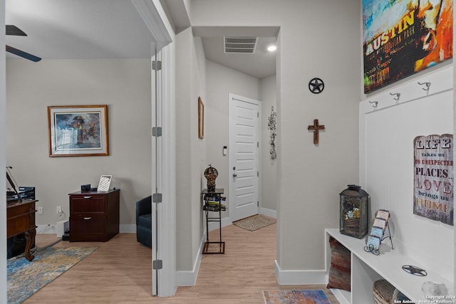 hall featuring light wood-type flooring