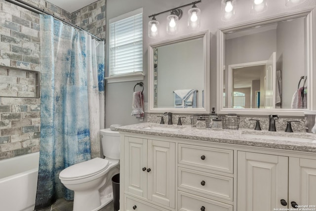 full bathroom featuring vanity, toilet, and shower / bath combo