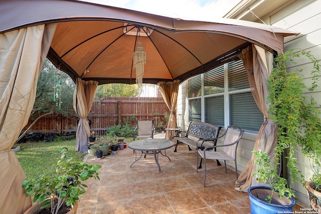 view of patio / terrace featuring a gazebo