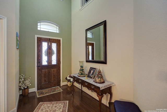 entryway with dark wood-type flooring