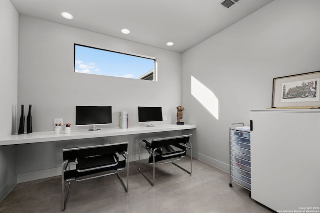 home office featuring built in desk