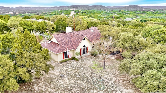 aerial view with a mountain view