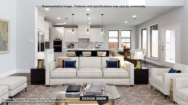 living room with hardwood / wood-style floors