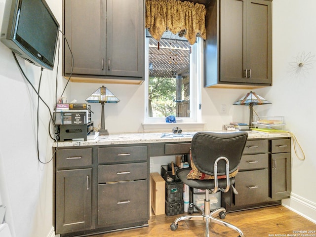 home office featuring light hardwood / wood-style floors