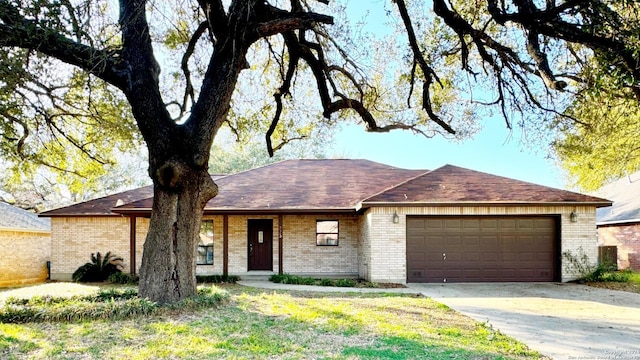 single story home with a garage