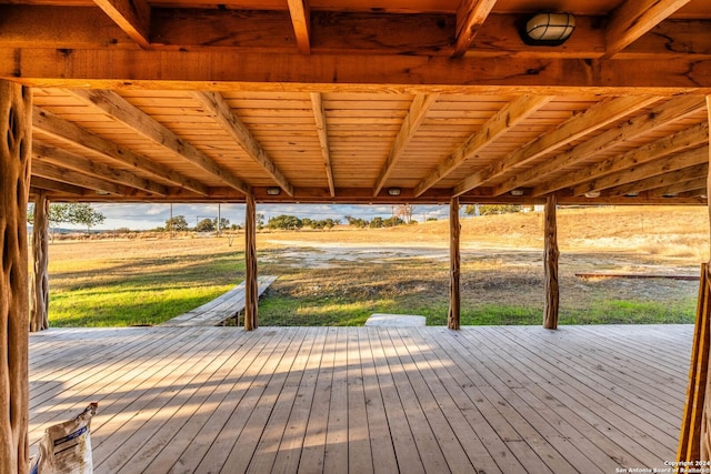 deck featuring a rural view