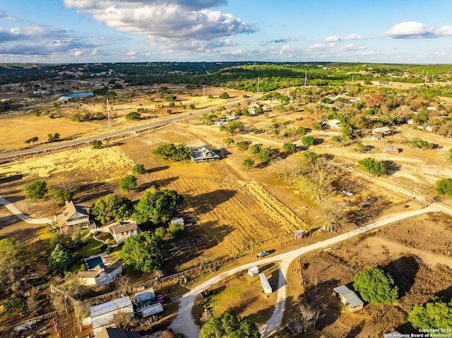 aerial view featuring a rural view