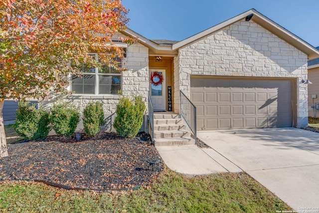 single story home with a garage