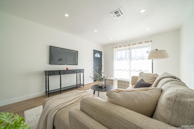 living room with hardwood / wood-style flooring