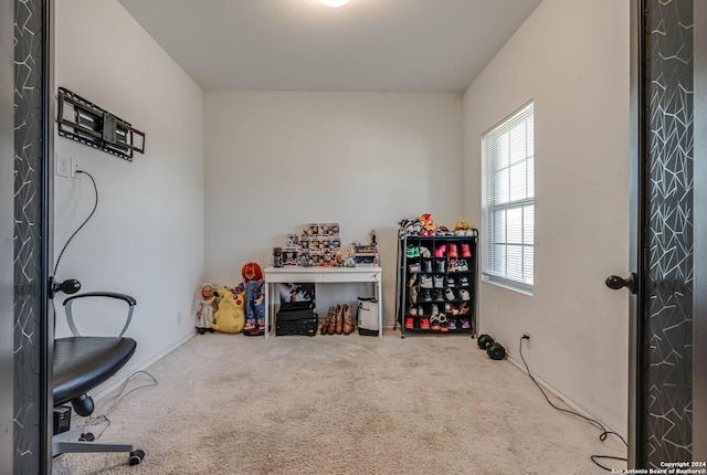 game room featuring carpet floors