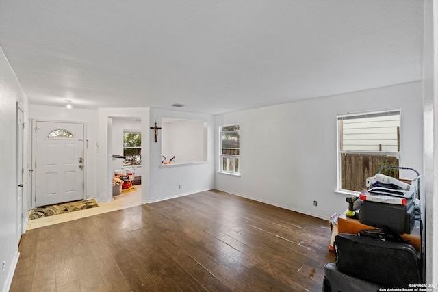 foyer entrance with hardwood / wood-style floors and plenty of natural light