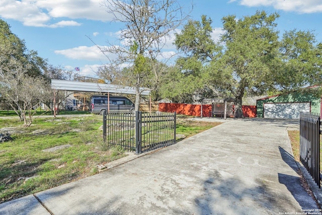 exterior space with a carport