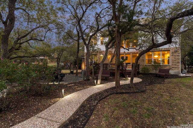 view of yard with a wooden deck