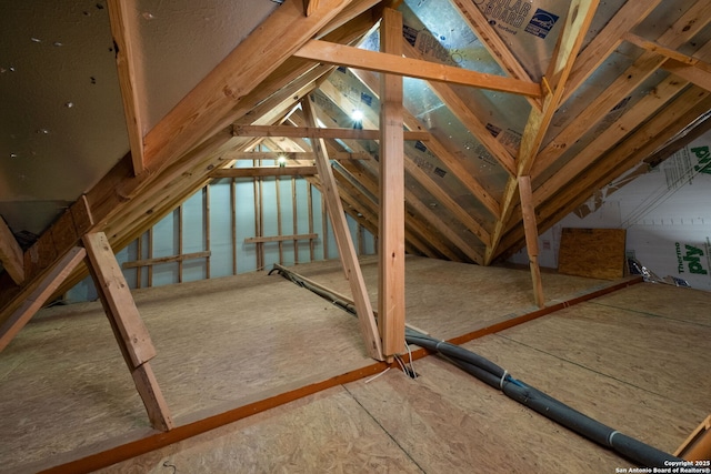 view of unfinished attic