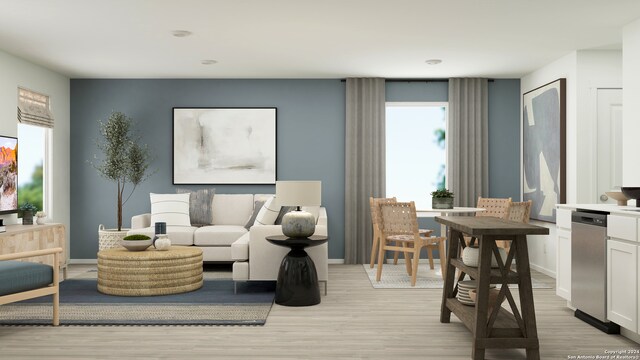 sitting room featuring light wood-type flooring