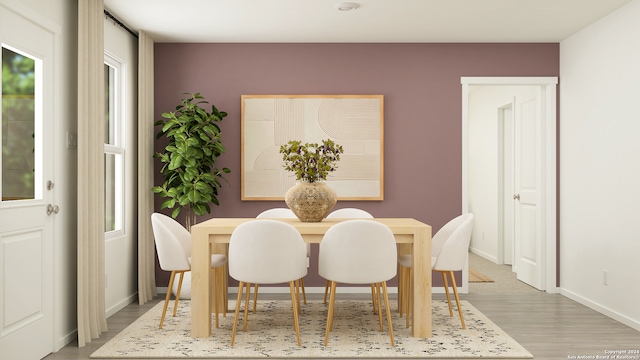 dining area featuring light hardwood / wood-style flooring