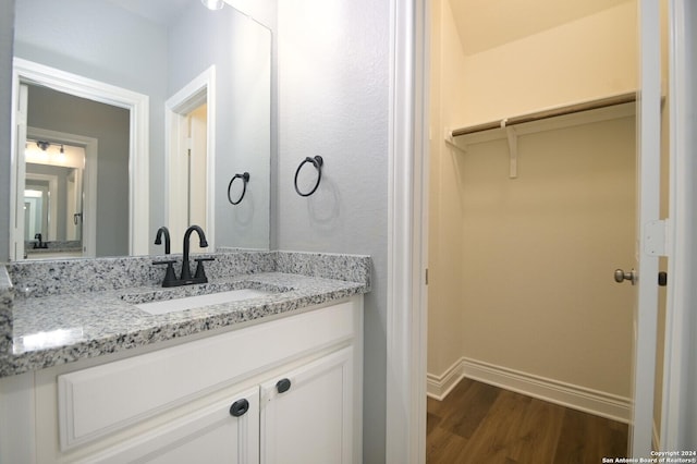 bathroom featuring wood-type flooring and vanity