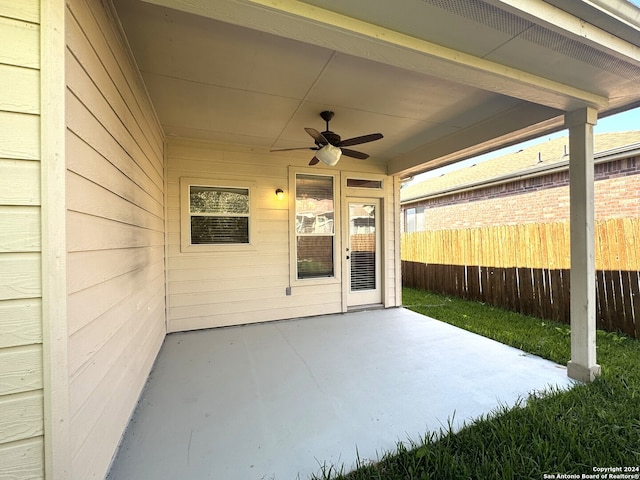 view of patio / terrace with ceiling fan