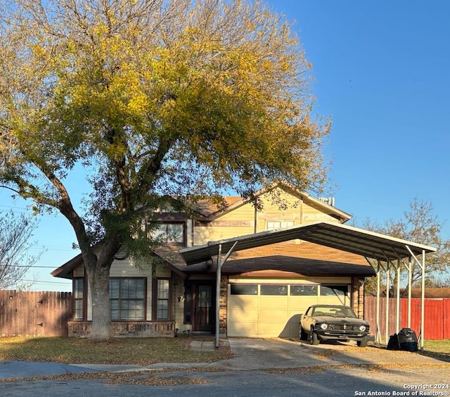 view of front facade with a carport