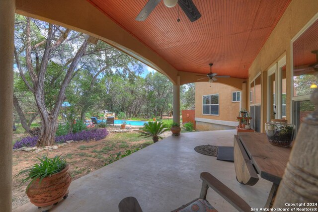 view of patio / terrace with ceiling fan