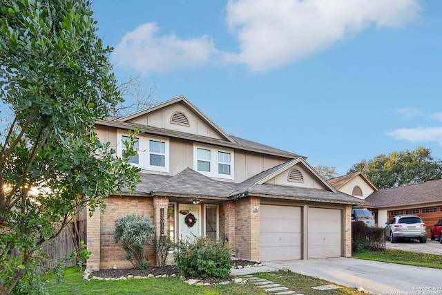 view of front of property featuring a garage