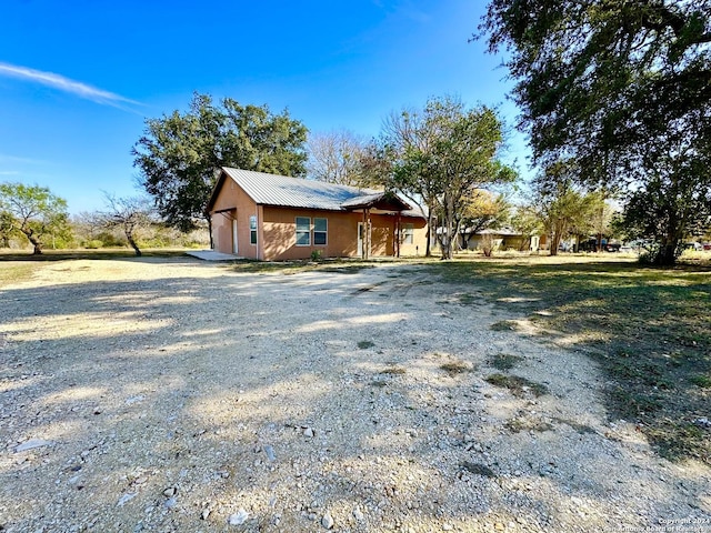 exterior space with a garage