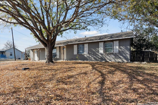 view of single story home