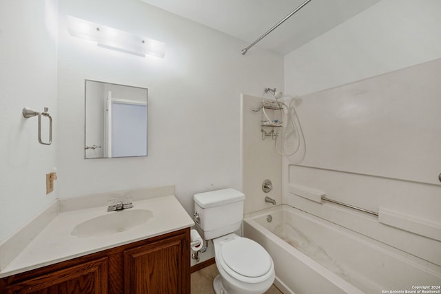 full bathroom with vanity, toilet, and shower / tub combination