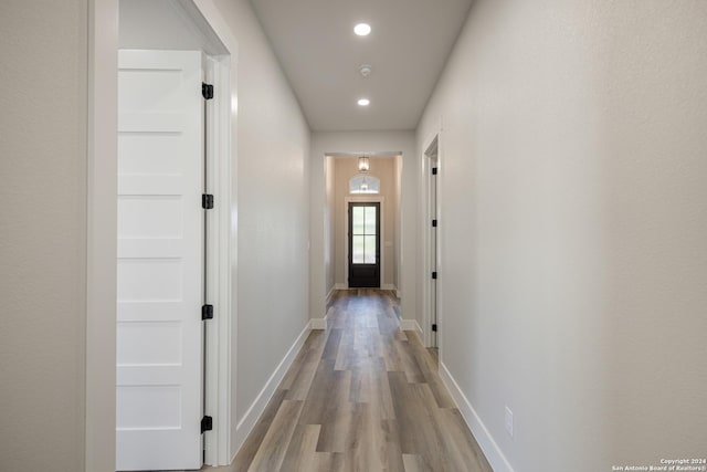 hall featuring light wood-type flooring