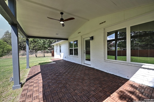 view of patio / terrace with ceiling fan