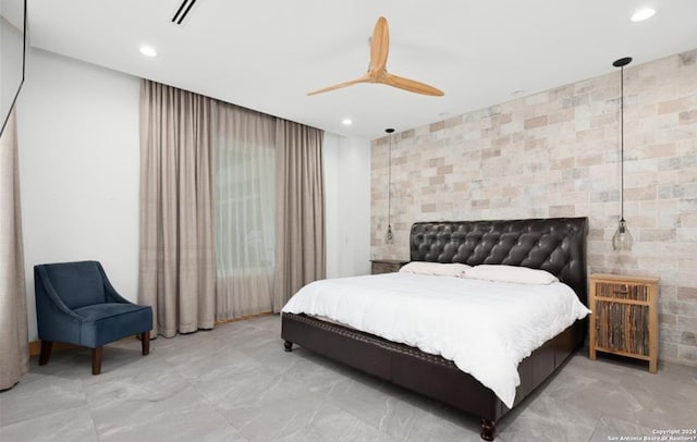 bedroom featuring ceiling fan