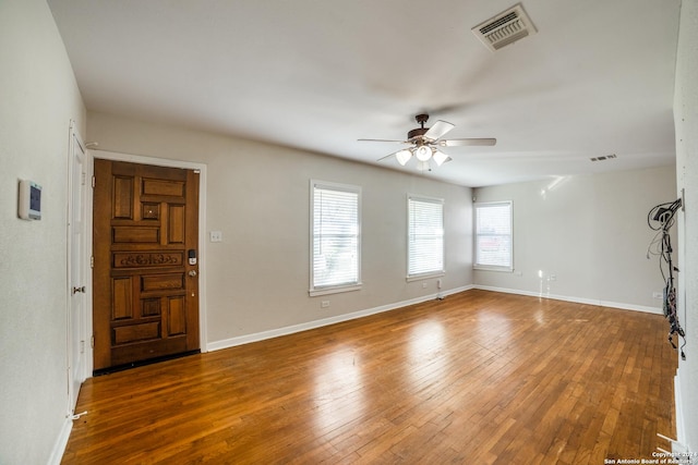 interior space featuring hardwood / wood-style flooring and ceiling fan