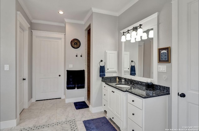 bathroom featuring vanity and crown molding