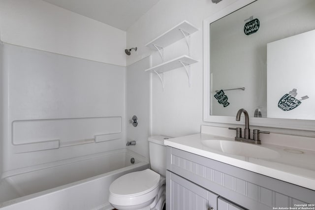 full bathroom with vanity, toilet, and tub / shower combination