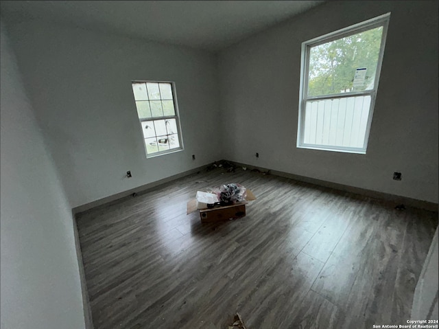 empty room featuring wood-type flooring and a wealth of natural light