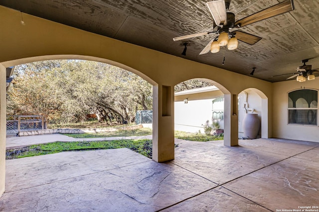 view of patio / terrace featuring ceiling fan