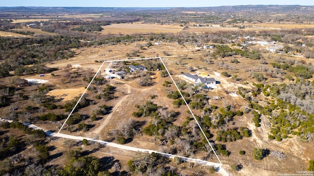 aerial view featuring a rural view